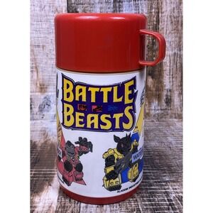 RARE Vintage 1986 ALADDIN BATTLE BEASTS LUNCHBOX THERMOS *Read Description *